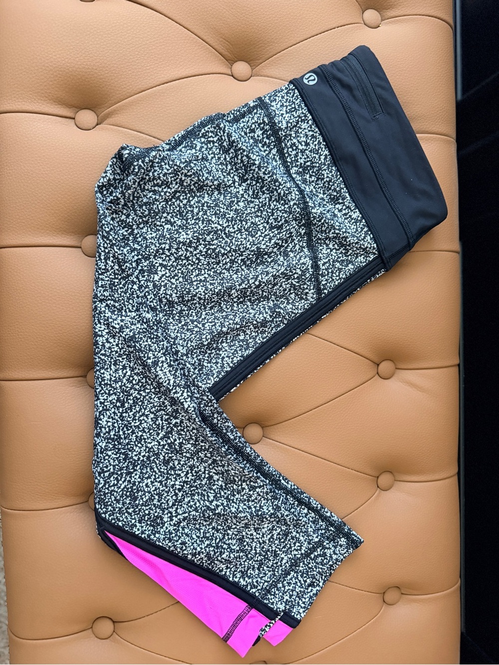 lululemon athletica Black & White Speckled Capri with Pink Lining